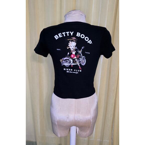 Spencers Betty Boop Biker Club Crop T Shirt Size Medium NWT - Picture 2 of 6